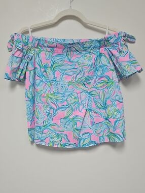 Lilly Pulitzer Pink and Blue Off-Shoulder Floral Camisole